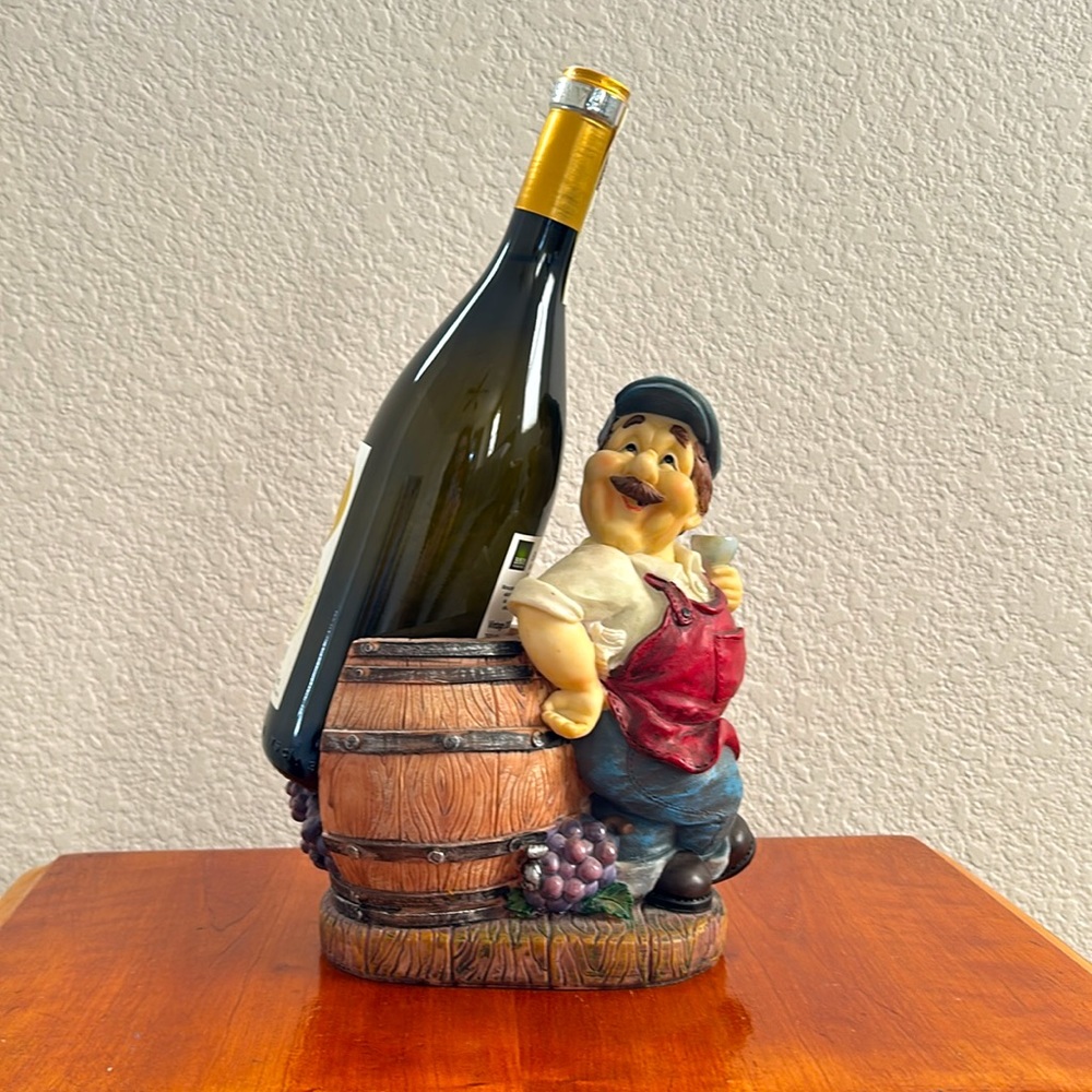 Single Wine Bottle Holder Funny Winegrower Resin Statue